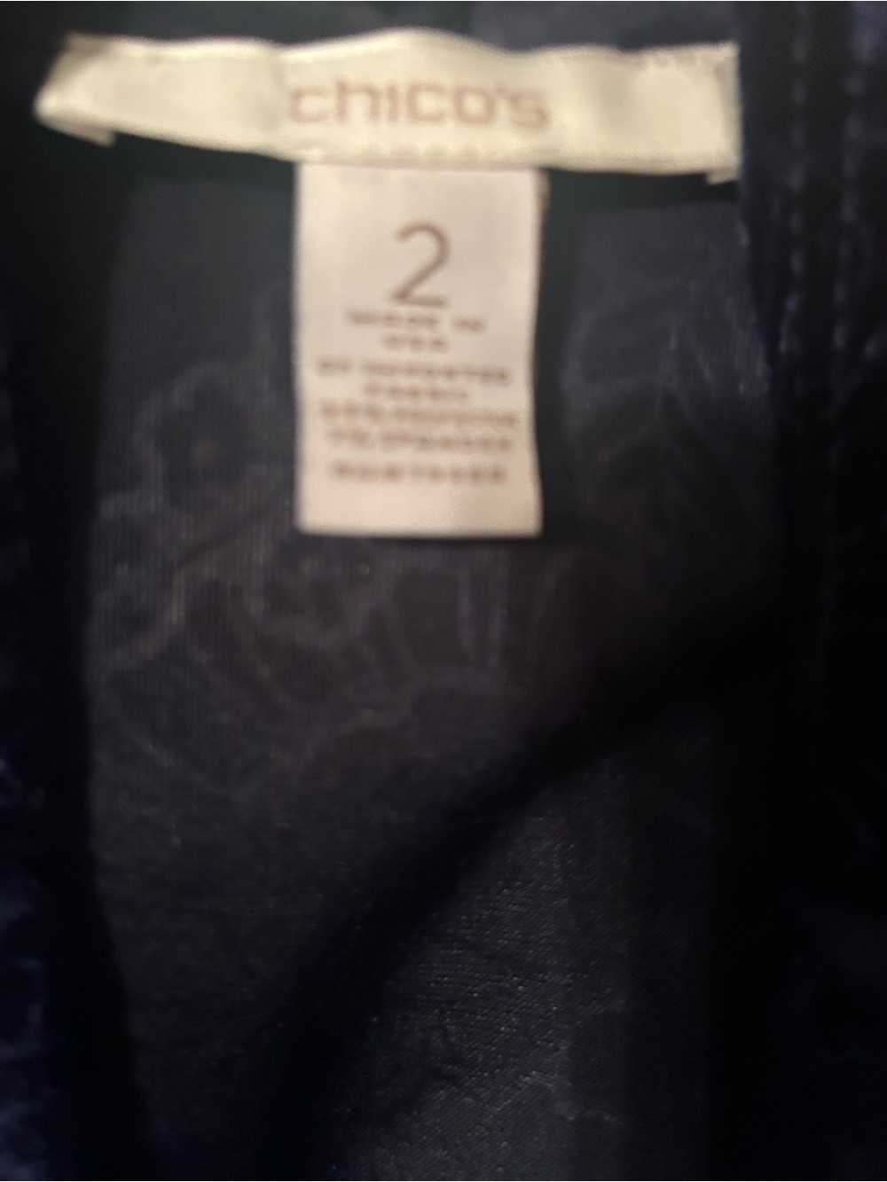 Chico's Women Deep Navy Blue Velvet Paisley Open Cardigan (jacket) - Picture 3 of 4